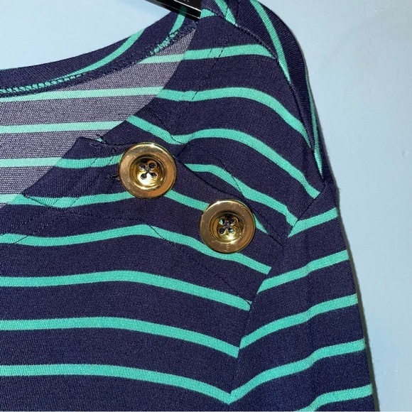 STS Sail to Sable Striped Nautical Jersey Dress with Patch Pockets Size Large - Picture 3 of 7